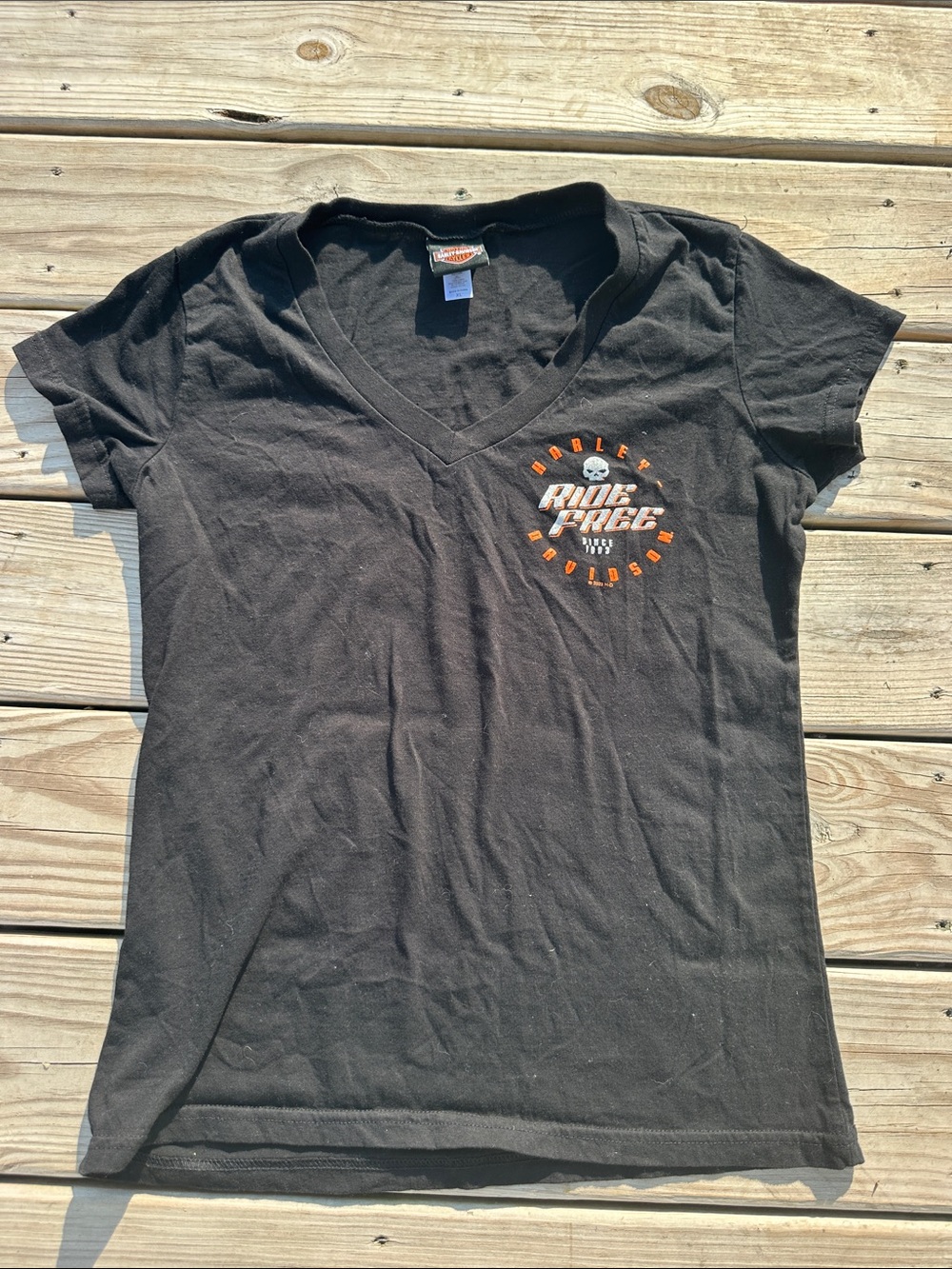 Harley Davidson Black V-Neck Graphic Tee